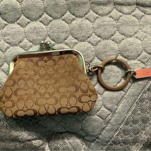 Brown Coin Purse with Keychain
